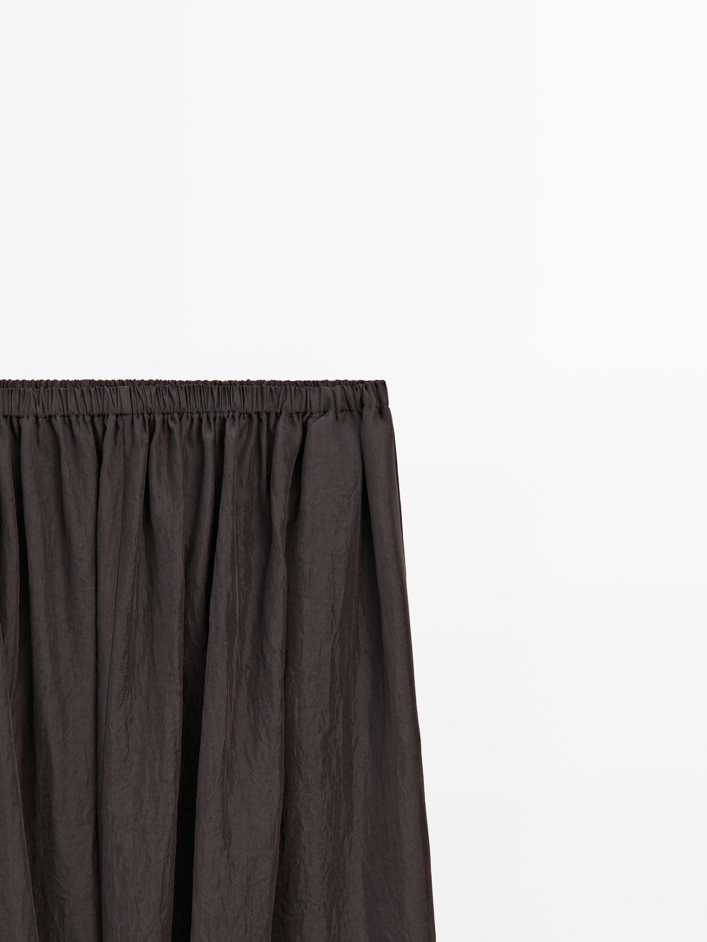 Jupe midi taille froncée